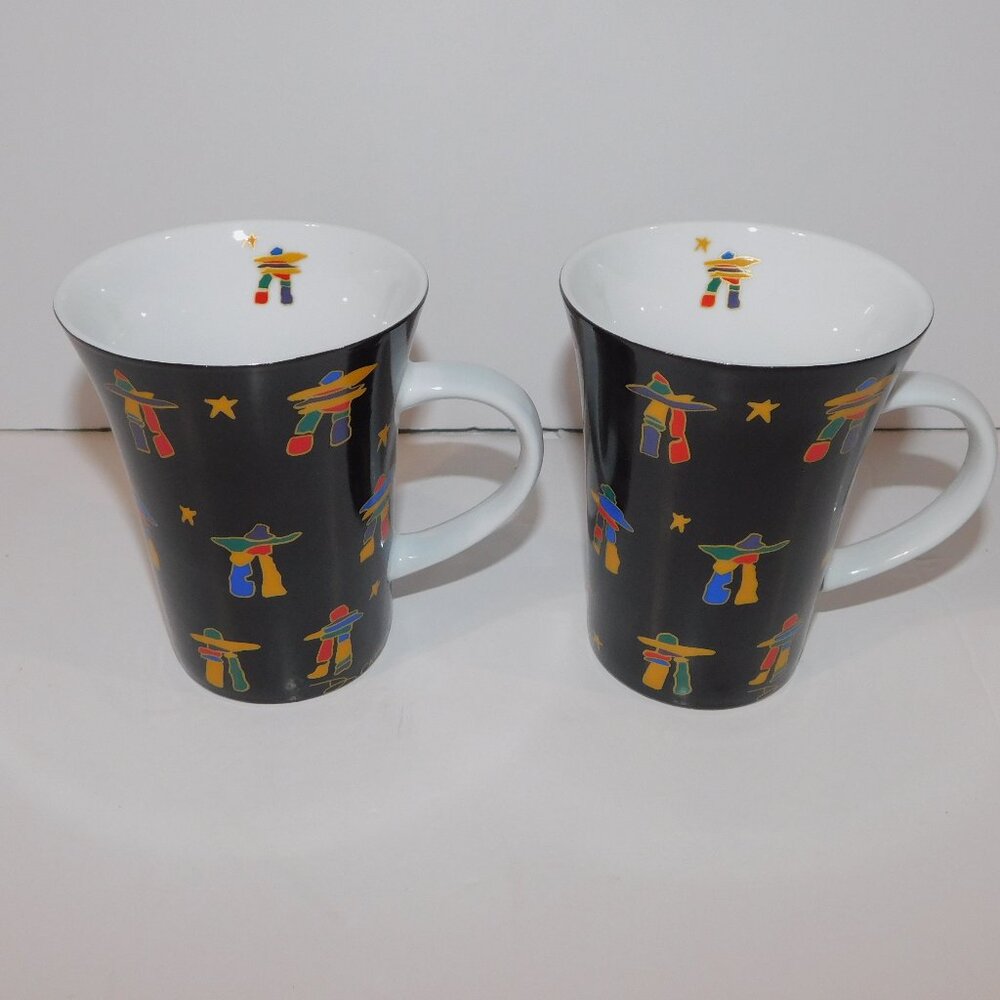 Oscardo Dawn Oman Inukshuk native aboriginal Porcelain Mug Set 2 Retired